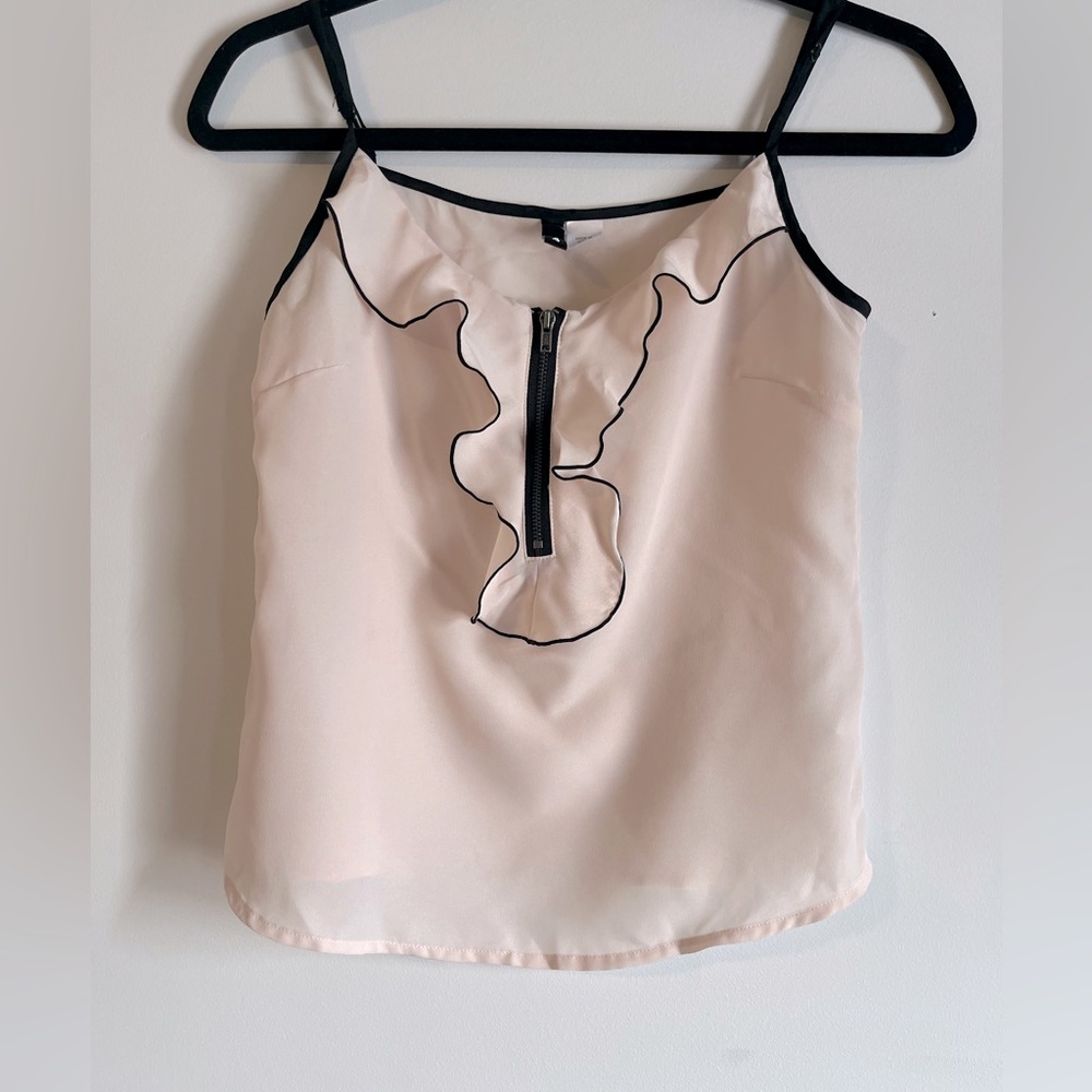 Lightweight, Light Pink, Classy Tank Top With Grey/Black Front Zipper H&M
